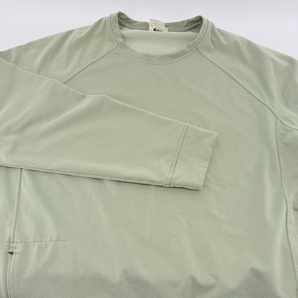 REI Co-op Shirt Raglan Zip Pocket Mens XL Sage Green Long Sleeve Performance
